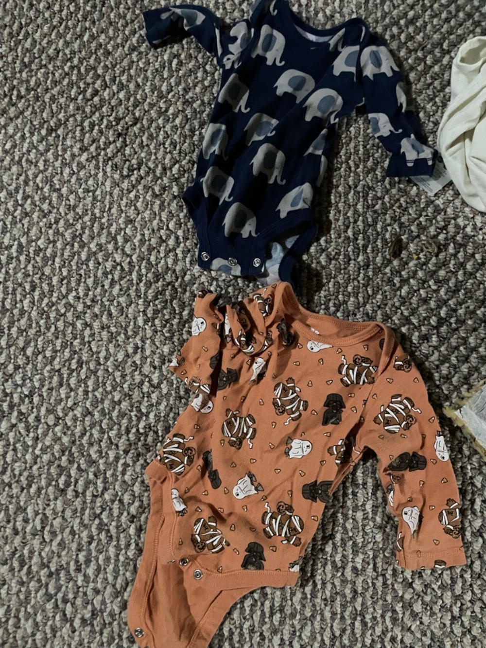 3-6 Month Star Wars Halloween + Navy Elephant Onesies